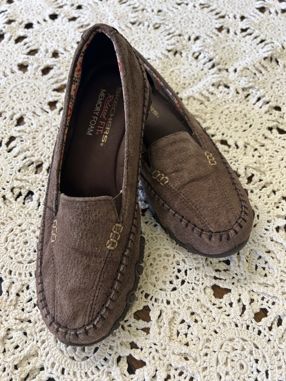 Skechers Dark Brown Suede Slip-On Moccasins Size 7